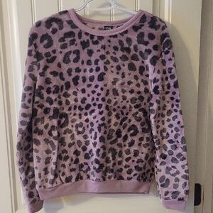 Cold Crush Purple Leopard Print Crew Neck Sweater